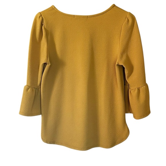 Green Envelope Mustard Yellow Bell Sleeve Blouse M - Picture 2 of 5